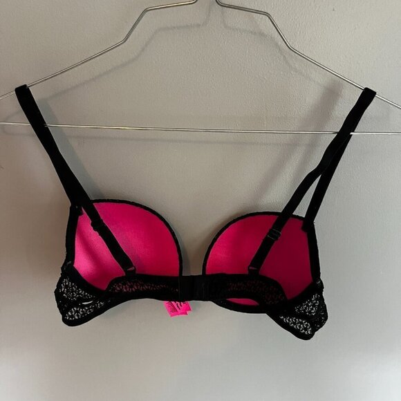 LA SENZA Remix pushup plunge bra Size 32B Black Lace Padded with Underwire - Picture 6 of 11